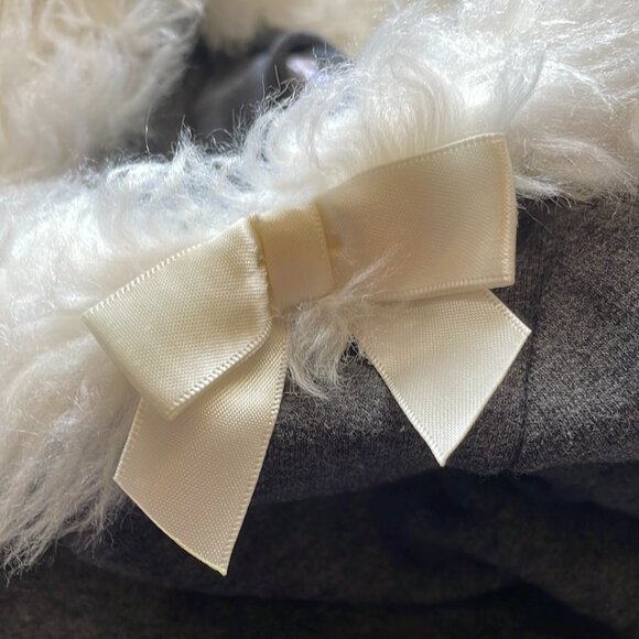 Janie and Jack Dress Festive Fox Dark Gray Charcoal Faux Fur Collar Bow Size 2T - Picture 2 of 9